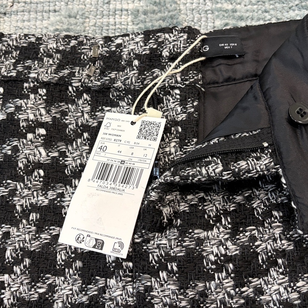 Mango Monochrome Houndstooth Mini Skirt - Picture 8 of 8